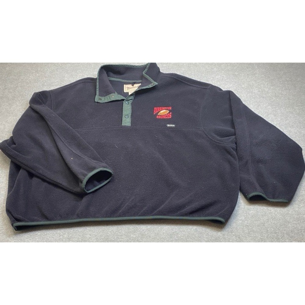 Woolrich Fleece Pullover Mens 3XL Big Black Barrington Broncos Polartec USA